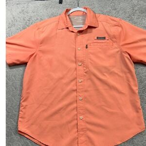 Eddie Bauer Men's Orange Textured Short Sleeve Outdoor Shirt Size Large